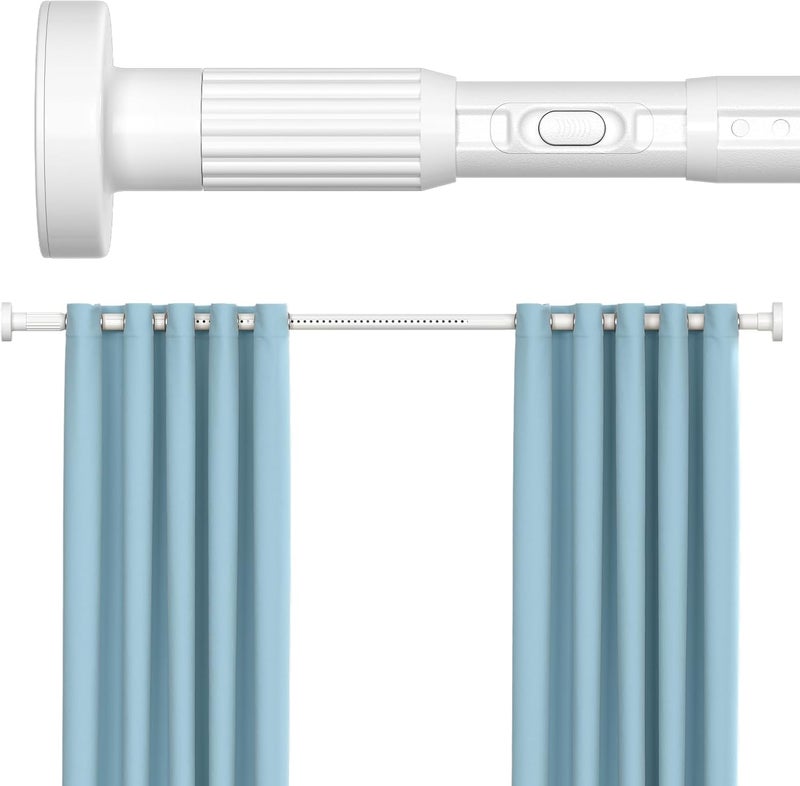 MEXAU White Tension Curtain Rods 41-146 In Extra Long Outdoor Patio Curtain Rods No Drilling Adjustable Heavy Duty Tension Rods for Windows Bathroom Living Room Curtains, Rod Diameter 1.26In - Image 1